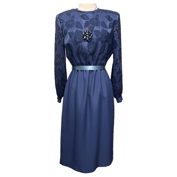 Vintage blue floral dress - Picture 1 of 5